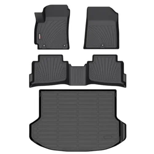 Binmotor-Custom Fit Floor Mats & Cargo Liner for Kia Seltos 2024 2025 2026, All Weather Car Floor Mat for Kia Seltos Accessories, TPE Rubber Liners Cargo Trunk Mat-Black - 4