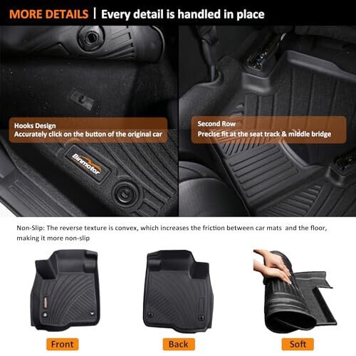 Binmotor-Custom Fit Floor Mats & Cargo Liner for Kia Seltos 2024 2025 2026, All Weather Car Floor Mat for Kia Seltos Accessories, TPE Rubber Liners Cargo Trunk Mat-Black - 5