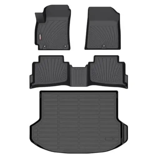 Binmotor-Custom Fit Floor Mats & Cargo Liner for Kia Seltos 2024 2025 2026, All Weather Car Floor Mat for Kia Seltos Accessories, TPE Rubber Liners Cargo Trunk Mat-Black - 6