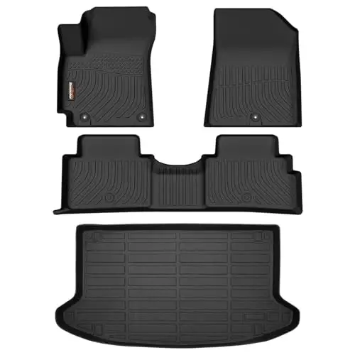 Binmotor-Floor Mats & Upper Cargo Liner Set for Kia Soul 2025 2024 2023 2022 2021 2020(Not for GT and EV Models),All Weather Car Mats for Kia Soul Accessories 