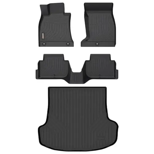 Binmotor-Floor Mats & Cargo Liner for Kia Stinger AWD 2018-2024, All Weather Car Mats TPE Liners for Kia Stinger AWD Accessories Mats Trunk Mat-Black 