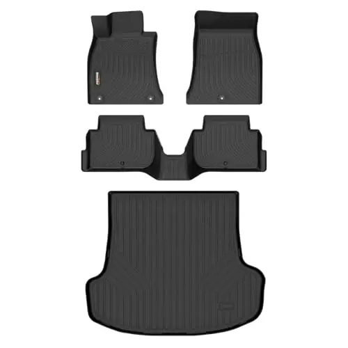 Binmotor-Floor Mats & Cargo Liner for Kia Stinger RWD 2018-2024, All Weather Car Mats TPE Liners for Kia Stinger RWD Accessories Mats Trunk Mat-Black 
