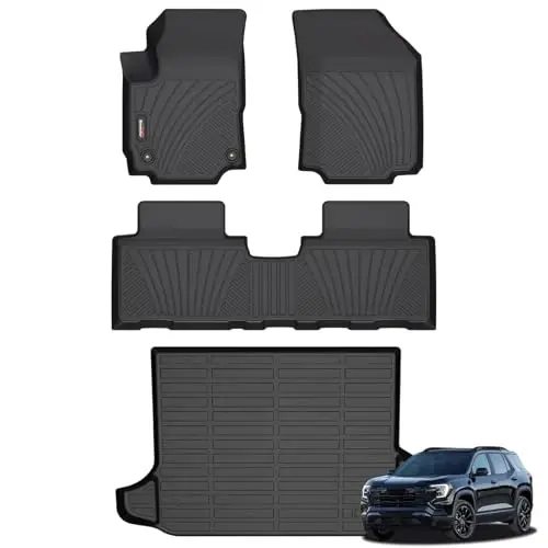 Binmotor - Напольные коврики и коврик в багажник для GMC Terrain/Chevy Equinox 2018-2024 гг. | Всепогодные автомобильные коврики из прочного ТПЭ, сверхпрочные напольные покрытия, аксессуары для коврика в багажник 