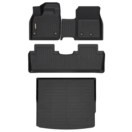 Binmotor-All Weather Car Floor Mats and Cargo Liner Set for Nissan Ariya 2023-2025, 2 Rows with Cargo Mat Set, TPE Liners for Ariya Accessories Mats Trunk Liner Mat-Black 