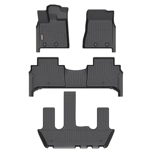 Binmotor-Floor Mats for Nissan Armada/Infiniti QX80 2025, Bucket Seat (7 Seats) 丨 TPE All Weather Car Mats Rubber Liners for Nissan Armada Accessories Cargo Trunk Mat 