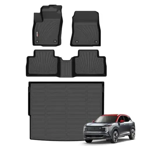 Binmotor-Floor Mats & Cargo Liner Set for Nissan Kicks 2025 2026 SV SR (Not for S), All Weather Mats Cargo Trunk Mat Waterproof Car Mats for Nissan Kicks 2025 Accessories Custom Fit - BINMOTOR