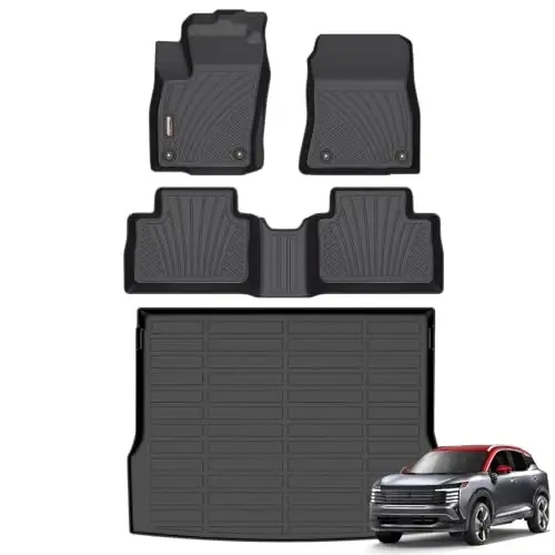 Binmotor-Floor Mats & Cargo Liner Set for Nissan Kicks 2025 2026 SV SR (Not for S), All Weather Mats Cargo Trunk Mat Waterproof Car Mats for Nissan Kicks 2025 Accessories Custom Fit - BINMOTOR