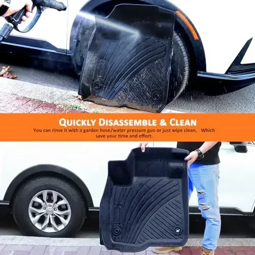 Binmotor-All Weather Floor Mats for Nissan Pathfinder 2022-2026, 8 Passenger, 3 Rows, for Infiniti QX60 7 Passenger, Heavy Duty Car Floor Liners Pathfinder Accessories - 6