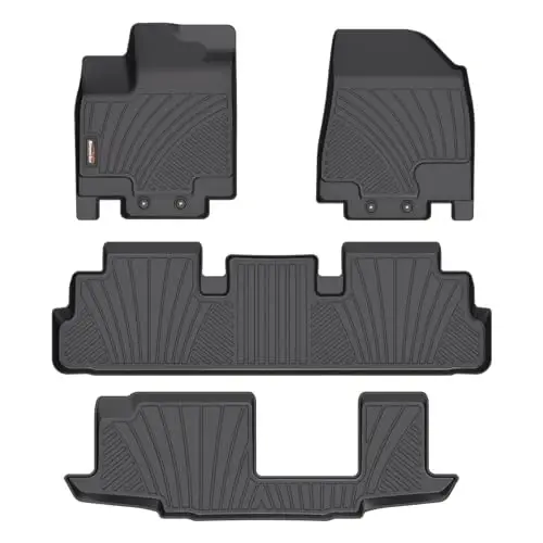 Binmotor-All Weather Floor Mats for Nissan Pathfinder 2022-2026, 8 Passenger, 3 Rows, for Infiniti QX60 7 Passenger, Heavy Duty Car Floor Liners Pathfinder Accessories 