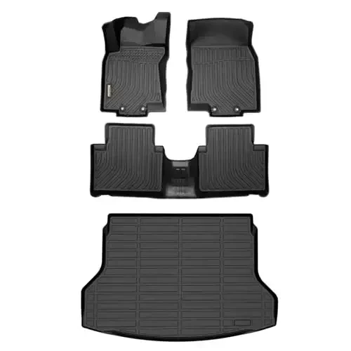 Binmotor-All Weather Floor Mats Cargo Mat for Nissan Rogue 2014-2020(Not for Sport/Hybrid/Select/7-Seater), Car Mats with Trunk Mat Full Set, Heavy Duty Car Floor Liners for Rogue Accessories 