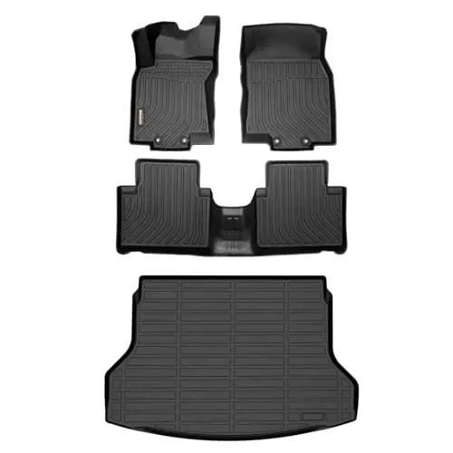 Binmotor-All Weather Floor Mats Cargo Mat for Nissan Rogue 2014-2020(Not for Sport/Hybrid/Select/7-Seater), Car Mats with Trunk Mat Full Set, Heavy Duty Car Floor Liners for Rogue Accessories 