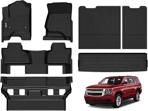 Binmotor-Floor Mats & Cargo Liner for 2015-2020 Chevrolet Tahoe/GMC Yukon (Only for 7 Seats, Not for XL), All Weather Car Mats Cargo Trunk Mat Accessories 