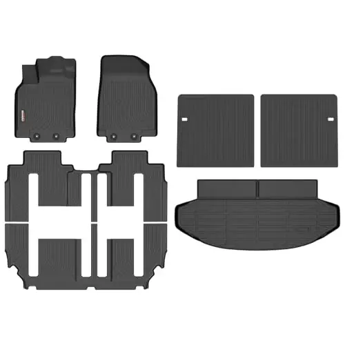 Binmotor-Floor Mats and Cargo Liner Seatback Cargo for Mazda cx-9 2007-2015, All Weather Car Waterproof TPE Car Mats for cx9 Accessories-Black 