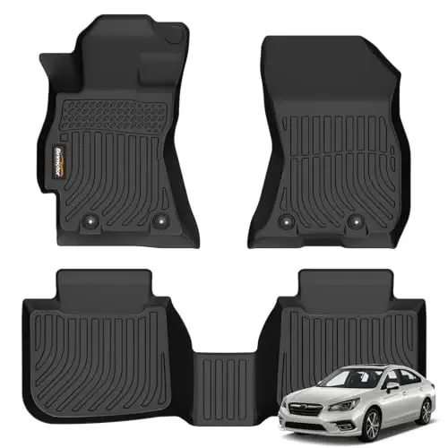 Binmotor-Floor Mats for Subaru Legacy/Outback 2015-2019, 2 Rows All Weather Car Mats, Waterproof TPE Liners for Subaru Legacy Accessories-Black 