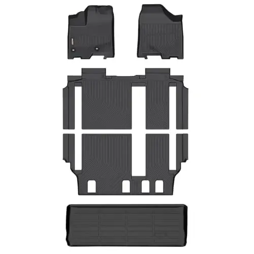 Binmotor-Floor Mats for Toyota Sienna FWD 2013-2020 (8 Passenger) | 1st & 2nd & 3rd Row Full Set, All Weather Heavy Duty TPE Car Floor Liners for Sienna Accessories- Black 