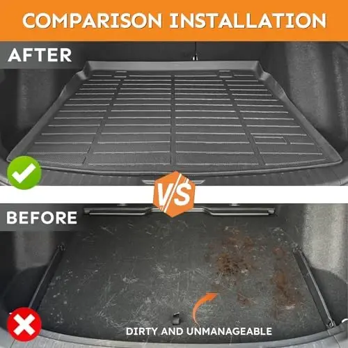 Binmotor-All Weather Floor Mats Cargo Liner Set for for Nissan Pathfinder 2022 2023 2024 2025, 7 Passenger, 3 Rows with Cargo Trunk Mat, Car Mats for Nissan Pathfinder Accessories - 6