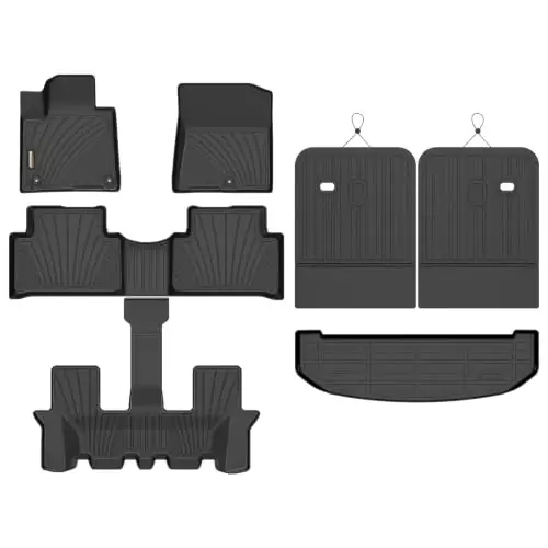 Binmotor-All Weather Floor Mats Cargo Liner Custom Set for Kia Sorento 2021-2025 2026 Hybrid (PHEV & HEV) / Sorento Plug-in Hybrid 6/7 Passenger, Heavy Duty TPE Car Floor Liners Accessories - 1