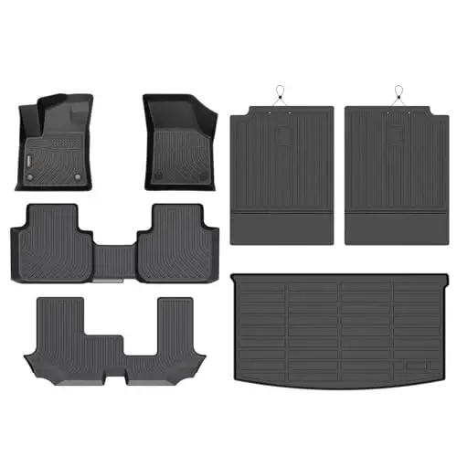 Binmotor-All Weather Floor Mats & Cargo Liner for Volkswagen Atlas 2018-2026 (7 Passenger Bench Seating), 3 Rows Full Set Car Mats TPE, Heavy Duty Car Floor Liners Guard for VW Atlas Accessories 
