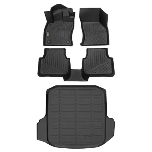 Binmotor-All Weather Car Floor Mats and Cargo Liner Set for Volkswagen Jetta 2019-2024 2025, 2 Rows with Cargo Mat TPE Liners for VW Jetta Accessories 