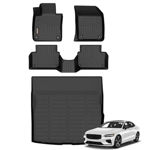 Binmotor-All Weather Car Floor Mats & Cargo Liner for Volvo S60 2019-2025,TPE Liners Cargo Trunk Mat for Volvo S60 Accessories 