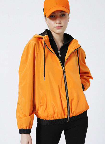 Biondina X Boyner Orange Hooded Women's Basic Thin Jacket KESHA - 1