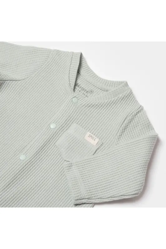 Biorganic Waffle Smile Baby Romper 60743 Mint - 3