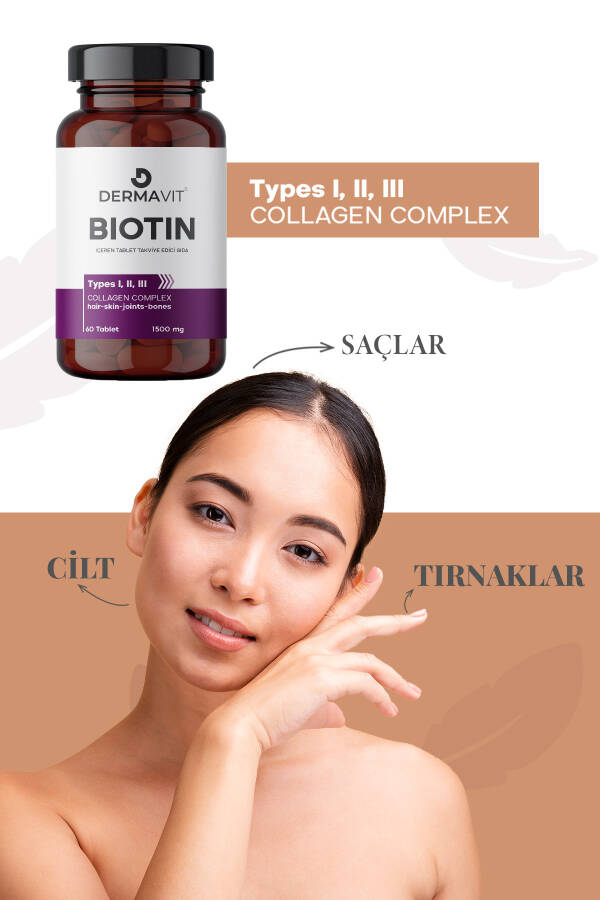 Biotin 1500 Mg 60 Tablets for Strong Hair and Nails - 7
