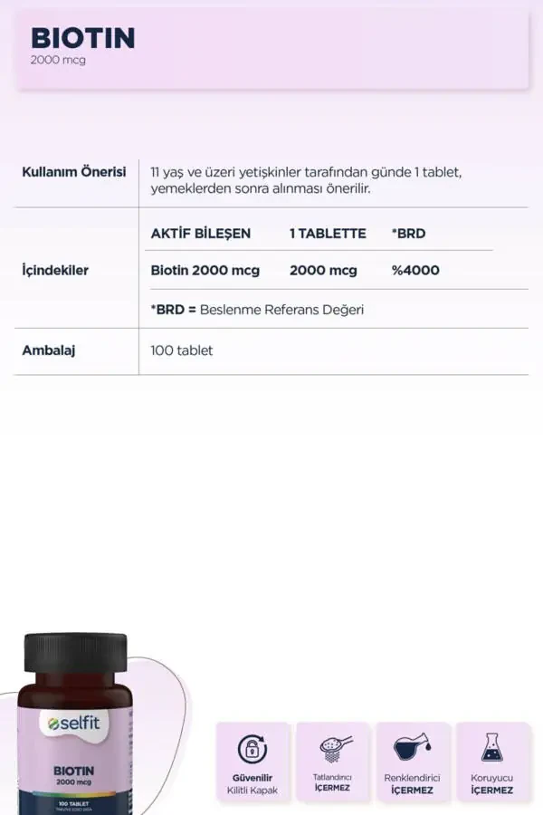 Biotin 2000 Mcg 100 Tablet + Magnesium Citrate 200 - 2