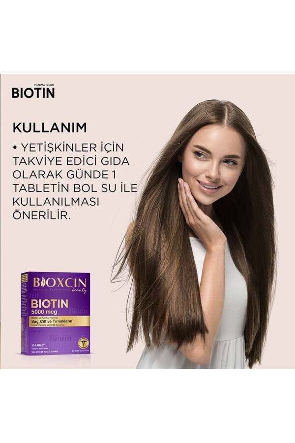 Biotin 5.000 Mcg 30 Tablet - Biotin Çinko 15 Mg Saç Ve Tırnak Vitamini - 12