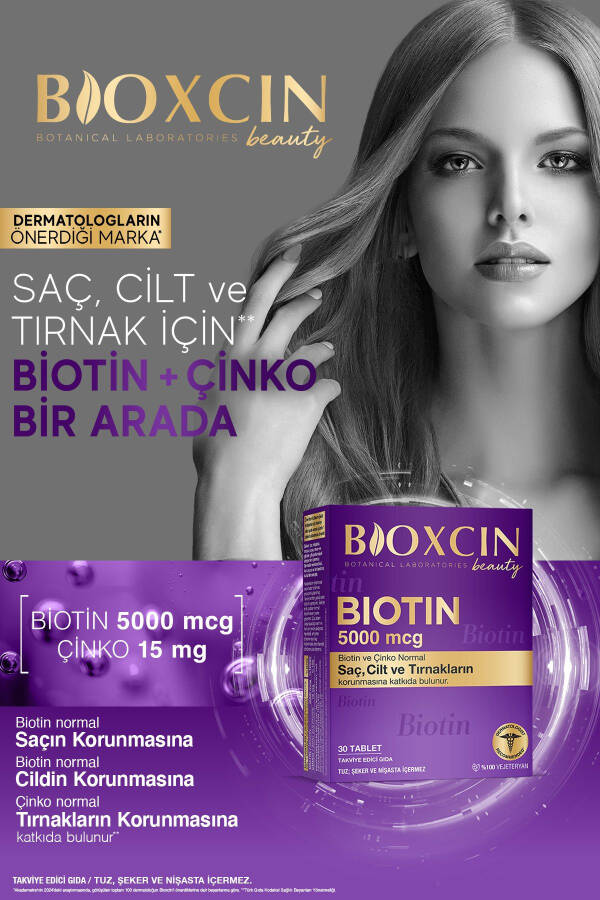 Biotin 5.000 Mcg 30 Tablet - Biotin Çinko 15 Mg Saç Ve Tırnak Vitamini - 8