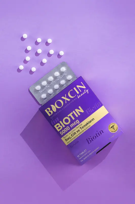 Biotin 5.000 Mcg 30 Tablet - Biotin + Sink 15 Mg Soch va Tirnoq Vitamini 2 ta Afzallik To'plami - 8