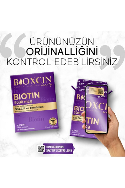 Biotin 5.000 Mcg 30 Tablet - Biotin Sink 15 Mg Soch va Tirnoq Vitamini - 10