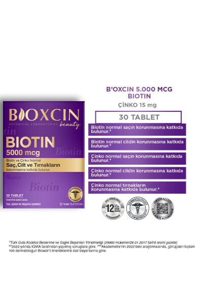 Biotin 5.000 Mcg 30 Tablet - Biotin Sink 15 Mg Soch va Tirnoq Vitamini - 3