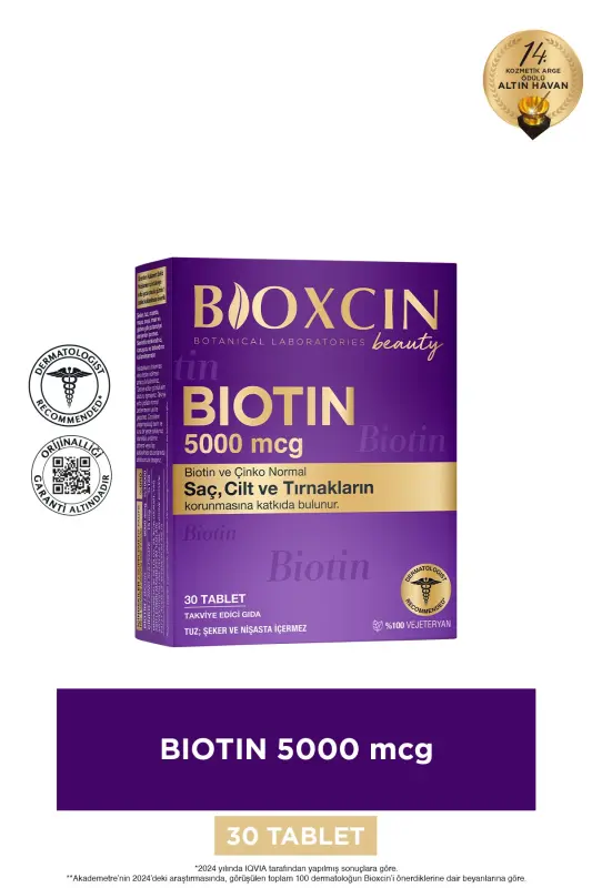 Biotin 5.000 Mcg 30 Tablet - Biotin Sink 15 Mg Soch va Tirnoq Vitamini - 1