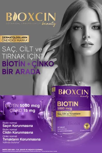 Biotin 5.000 Mcg 30 Tablets - Biotin Zinc 15 Mg Hair and Nail Vitamin - 8