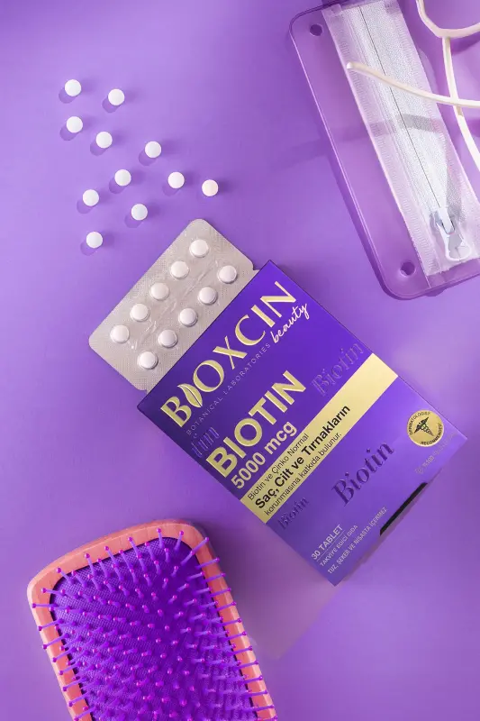Biotin 5.000 Mcg 30 Tablets - Biotin Zinc 15 Mg Hair and Nail Vitamin - 5