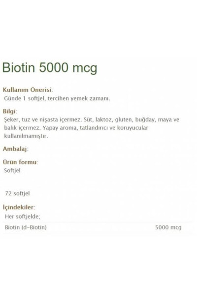 Biotin 5000 Mcg 72 Capsules - 8