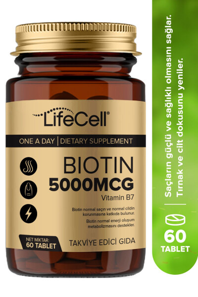 Biotin 5000 Mcg - Soch va tirnoq vitaminlari oziq-ovqat qo'shimchasi - 1