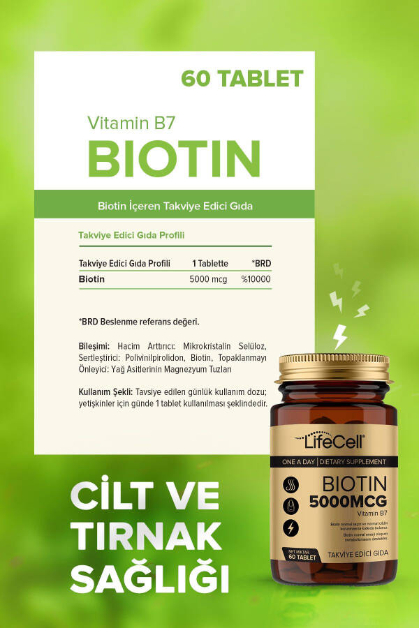 Biotin 5000 Mcg - Soch va tirnoq vitaminlari oziq-ovqat qo'shimchasi - 3