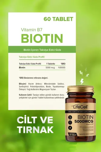 Biotin 5000 Mcg - Soch va tirnoq vitaminlari oziq-ovqat qo'shimchasi - 3