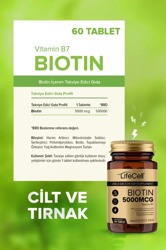 Biotin 5000 Mcg - Soch va tirnoq vitaminlari oziq-ovqat qo'shimchasi - 3