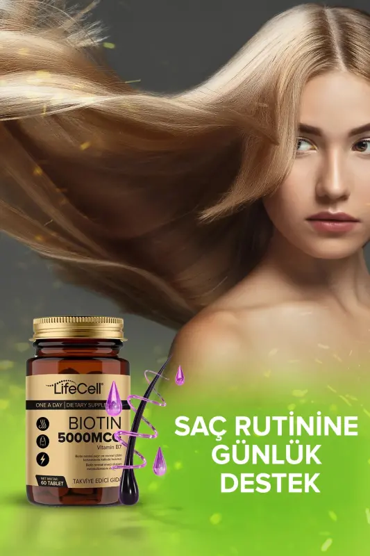 Biotin 5000 Mcg - Soch va tirnoq vitaminlari oziq-ovqat qo'shimchasi - 4