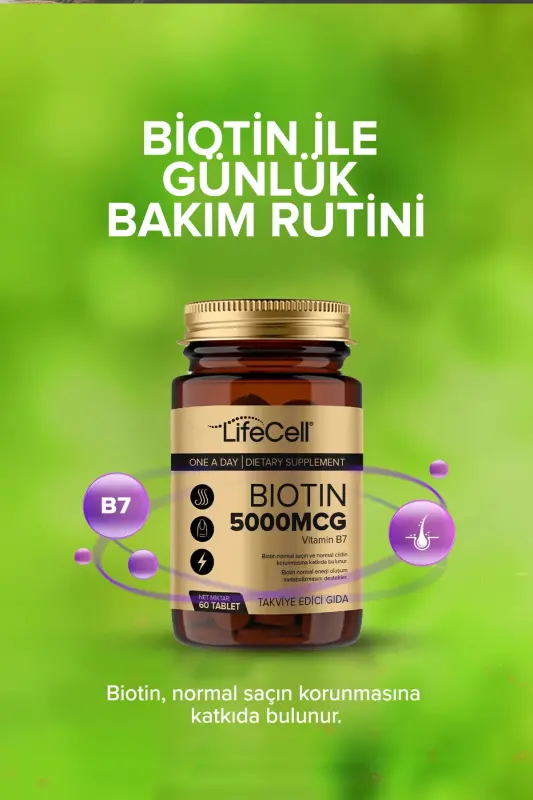 Biotin 5000 Mcg - Soch va tirnoq vitaminlari oziq-ovqat qo'shimchasi - 5