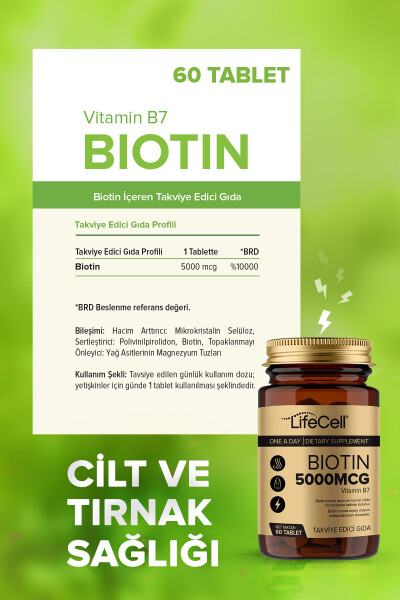 Biotin 5000 Mcg - Soch va tirnoq vitaminlari oziq-ovqat qo'shimchasi - 8