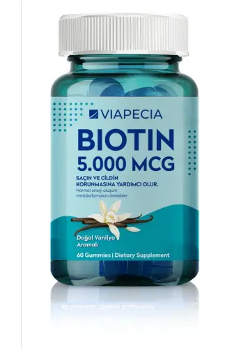 Biotin 5000 Mg 60 dona Soch va Teri Himoya Qiluvchi Jellibon Shakli - VIAPECIA (1)