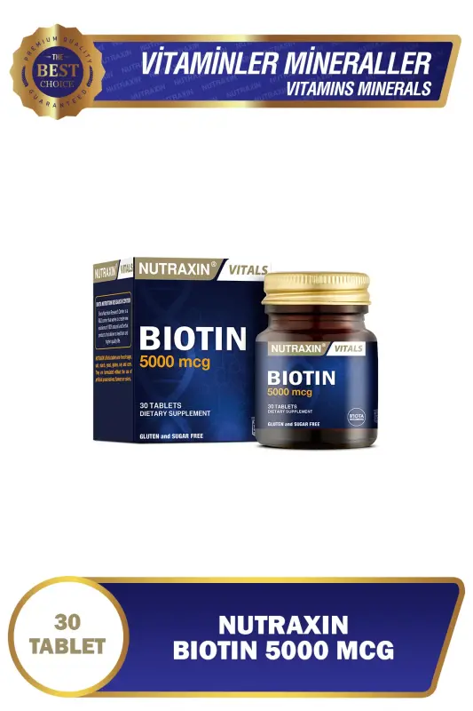 Biotin 5000 mkg 30 tablet - NUTRAXIN
