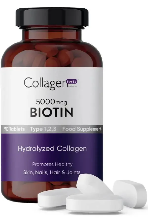 Biotin 5000mcg & Kollagen 1500mg X 90 Tablet, Soch Vitamini Mustahkamlovchi Oziq-ovqat Qo'shimchasi - 6