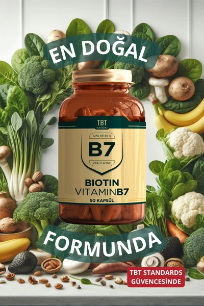 Biotin Vitamin B7 2500 Mcg 50 Kapsulli Qo'shimcha Oziq-ovqat Mahsuloti - TABITAT DOĞAL (1)