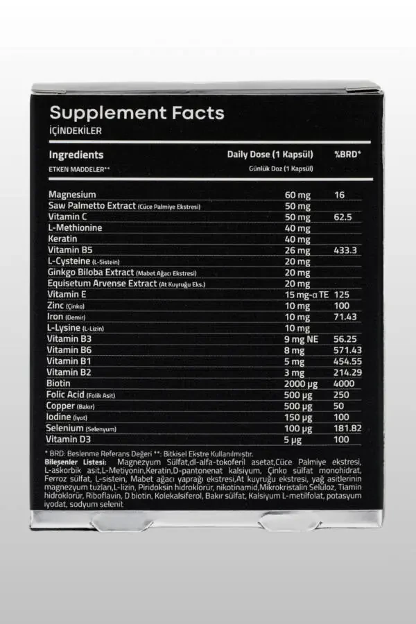 Биотиновый и кератиновый витаминный комплекс против выпадения волос 60 капсул - 23 активных ингредиента / 2 месячный курс - 4