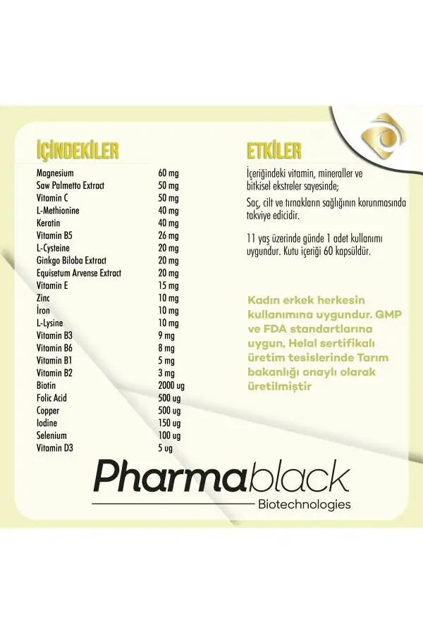 Биотиновый и кератиновый витаминный комплекс против выпадения волос 60 капсул - 23 активных ингредиента / 2 месячный курс - 31